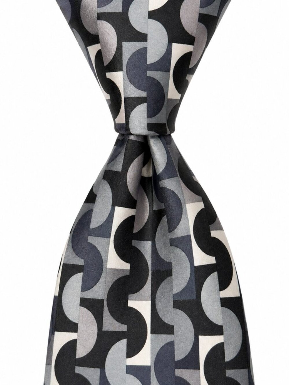 ZIGGURAT BY MULBERRY Neckwear Silk Tie Geometric‎ Pattern Black Gray